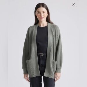 Quince Organic Cotton Oversized Cardigan in Agave